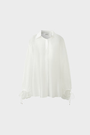 Acrylic pearl-effect air-scented drawstring lantern sleeve shirt