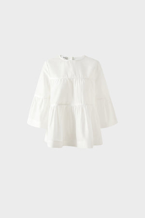 Silk cotton three-quarter sleeve blouse