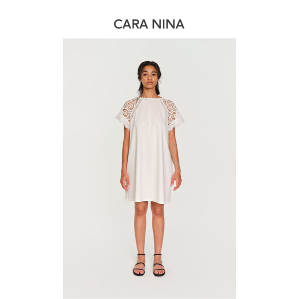 Cotton sheer embroidery T-shirt dress