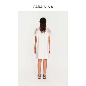 Cotton sheer embroidery T-shirt dress