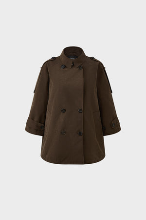 Velvet-lined double-breasted short coat