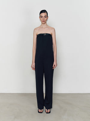 Wool strapless jumpsuit