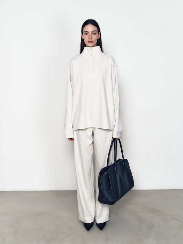 Mulberry silk semi-high-neck shirt