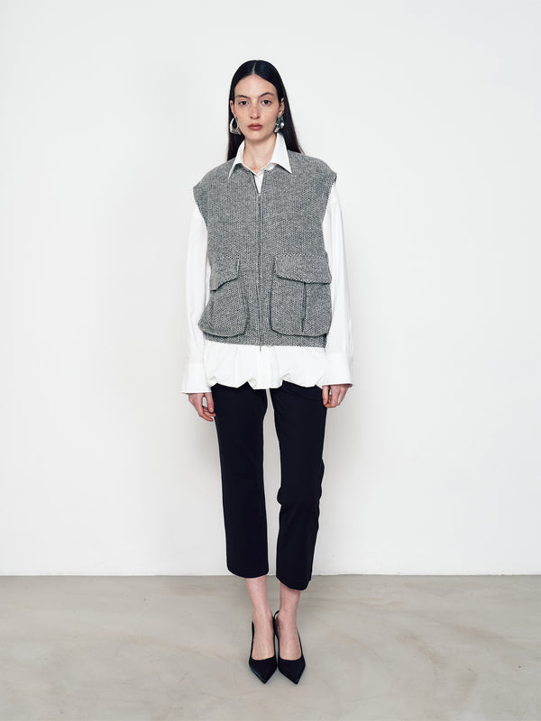 Flowered knitted waistcoat
