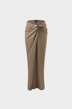 Pima cotton knotted straight tube long skirt