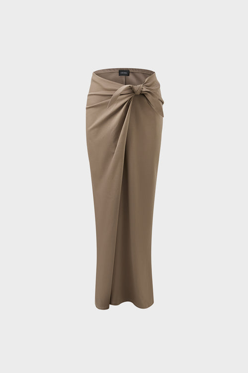 Pima cotton knotted straight tube long skirt