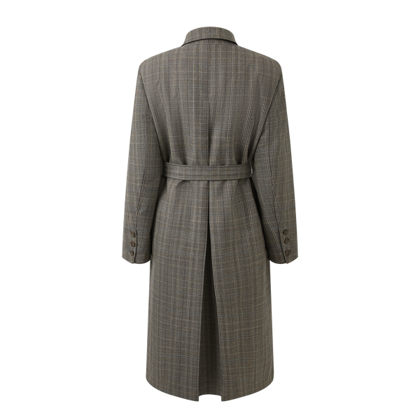 Plaid single-breasted overcoat