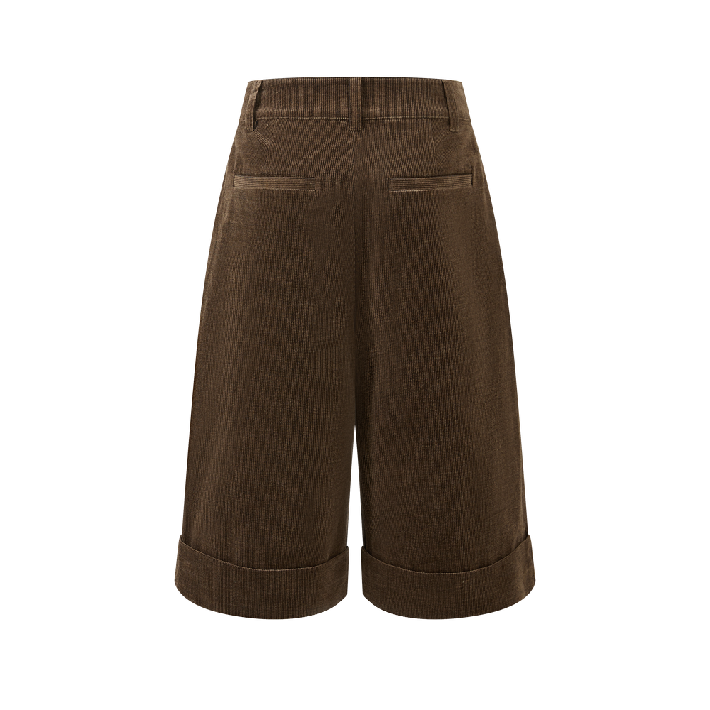Silk pima cotton corduroy mid-length pants