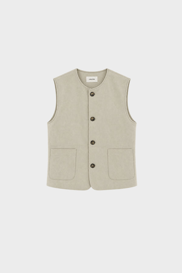 Retro suede sleeveless jacket