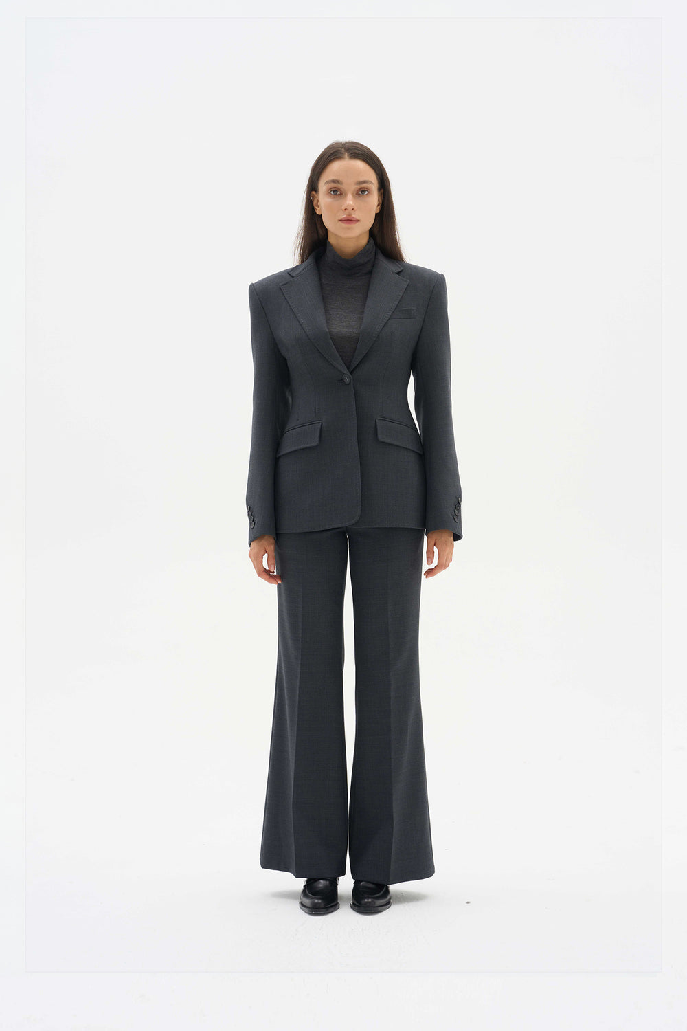Wool fitted suit jacket