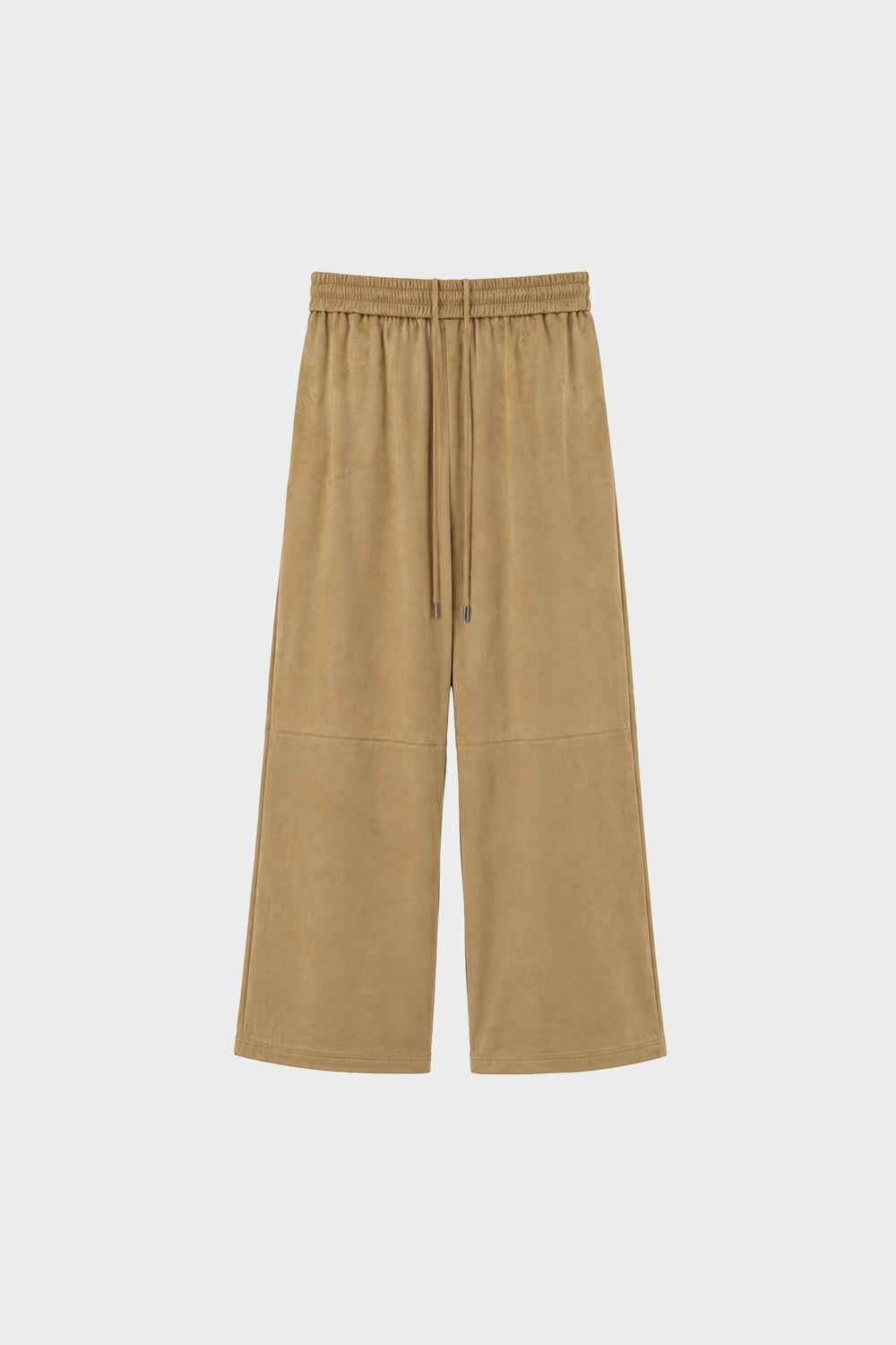 Leather suede straight-leg mid-length pants