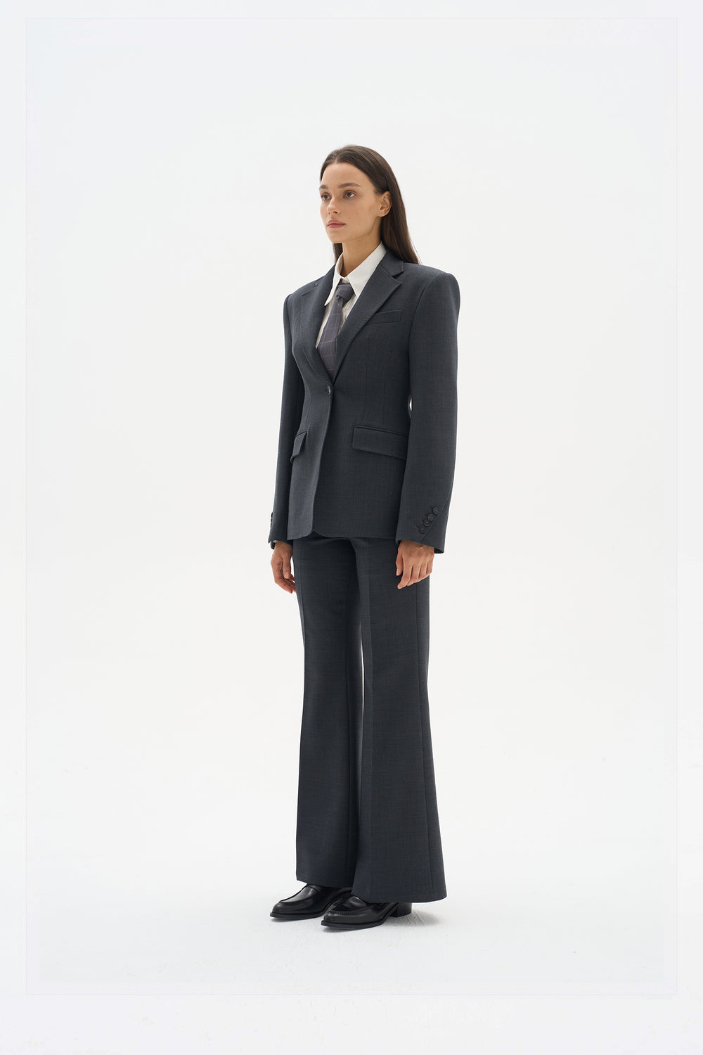 Wool fitted suit jacket