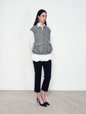 Flowered knitted waistcoat