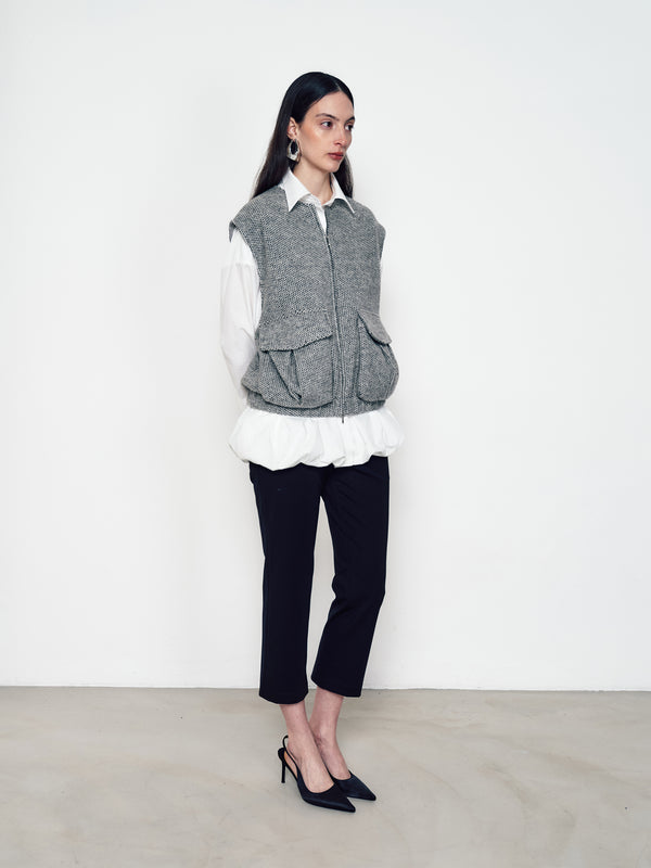 Flowered knitted waistcoat