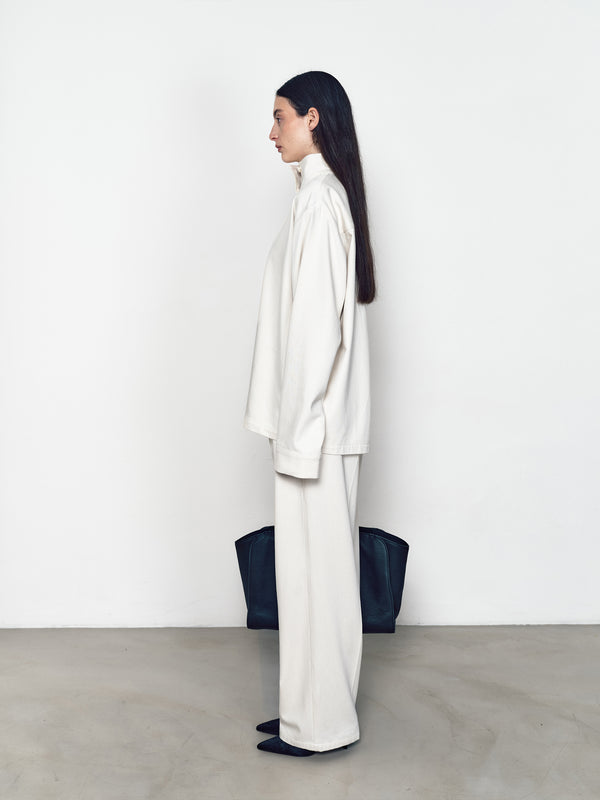 Mulberry silk semi-high-neck shirt