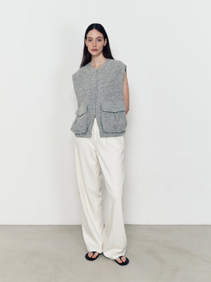 Flowered knitted waistcoat
