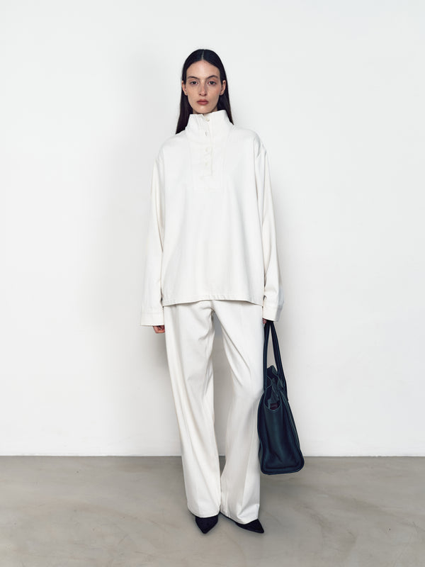 Mulberry silk semi-high-neck shirt