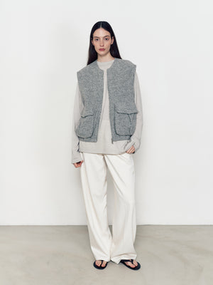 Flowered knitted waistcoat