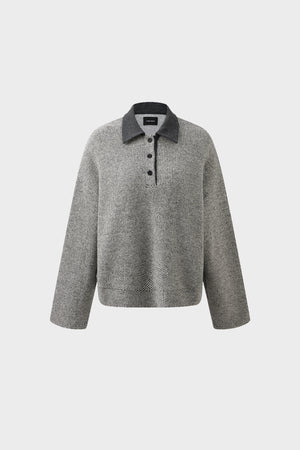 Floral yarn polo knitted cardigan