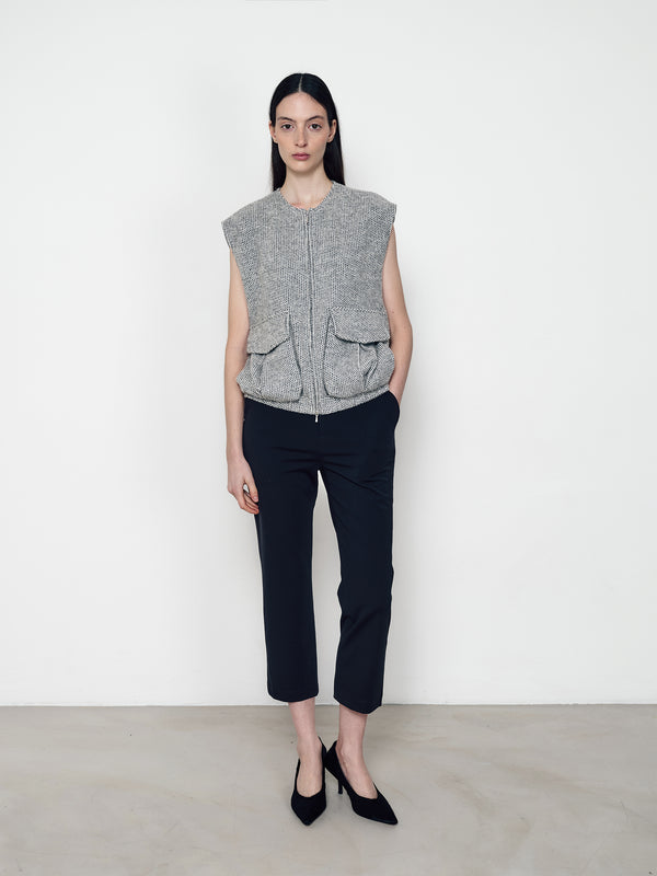 Flowered knitted waistcoat