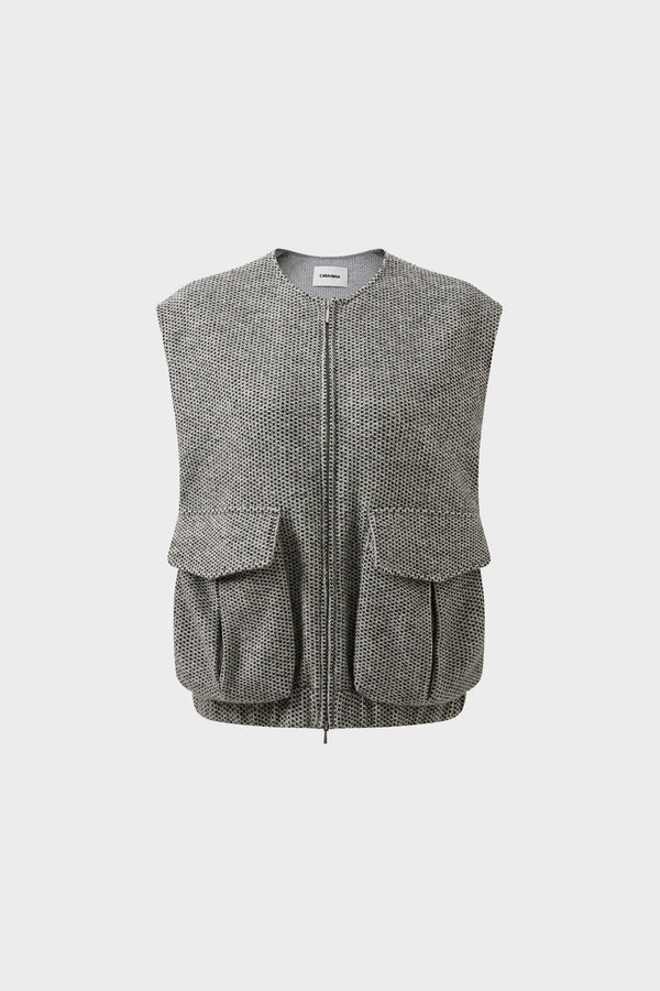 Flowered knitted waistcoat