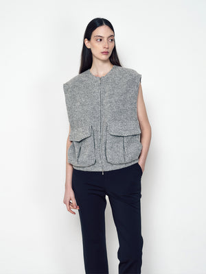 Flowered knitted waistcoat