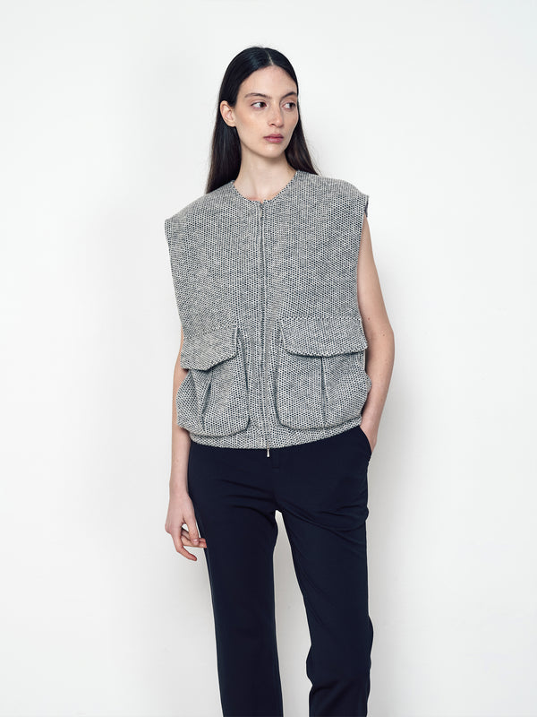 Flowered knitted waistcoat