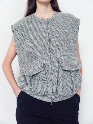Flowered knitted waistcoat