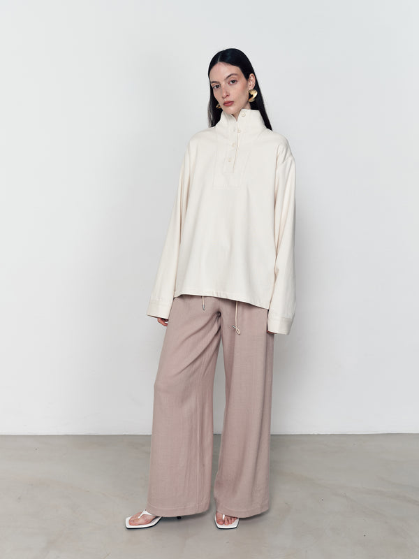 Mulberry silk semi-high-neck shirt